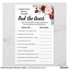 Find The Guest Shower English Spanish Game Zazzle Com In 2020 Bridal Shower Bridal Shower Games Bridal Shower Printables