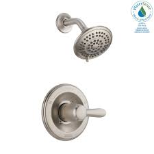 Delta Lahara 1 Handle 1 Spray Shower Faucet Trim Kit In Stainless Valve Not Included T14238 Ss The Home Depot