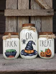 Trick Or Treat Mason Jars Halloween Decor Halloween Mason Jars Mason Jar Diy Mason Jar Crafts