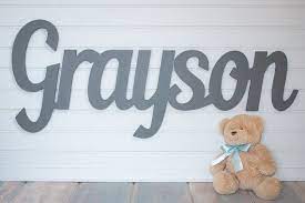 Gray Wooden Name Sign 11 12 Capital Letter Baby Etsy Baby Name Signs Wooden Name Signs Southern Baby Names