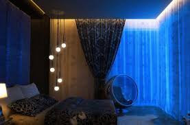 Dark Space Bedroom Lit Up By Blue Lights And Hanging Strobe Lights By Nightreelf Contemporary Bedroom Design Modern Bedroom Glamorous Bedroom Design