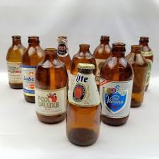 Download 10 Vintage Stubby Short Shorty Brown Amber Glass Beer Bottles Labels Collector Lot Miller Lite Budweiser Labatt Old Style Beer Bottle Beer Beer Bottle Labels