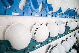 Industrial Protection White Safety Helmet And Goggles On Storage Stock Photo Picture And Royalty Free Image Image 77607293