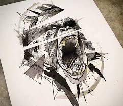 Gorilla Drawing By Caio Miguel Post 22441 Gorilla Tattoo Geometric Gorilla Tattoo Abstract Drawings
