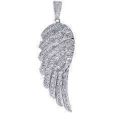 Black diamond based illumined by crossing bands of 3/4 ct. Mens 1 60 Ct Diamond Angel Wing Pendant 14k White Gold
