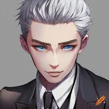 Anime mafia boss character in black suit and vest on Craiyon