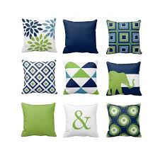 Throw Pillow Covers Navy Blue Green White Light Blue Couch Cushion Contemporary Home Decor Living Room Pill Living Room Pillows Light Blue Couches Living Decor