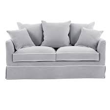 Get 5% in rewards with club o! Cape Cod 2 Seater Sofa In Grey With White Piping With Slip Cover The French Villa