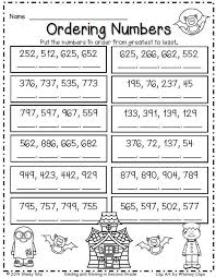 Halloween Math For Second Grade Ordering Numbers First Grade Math Third Grade Math Halloween Math Worksheets