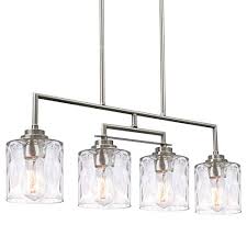 Kira Home Monroe 28 Modern 4 Light Island Light Hammered Glass Shades Brushed Nickel Finish Free