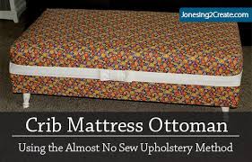 Crib Mattress Ottoman Tutorial Jonesing2create Old Cribs Crib Mattress Upcycle Crib Mattress