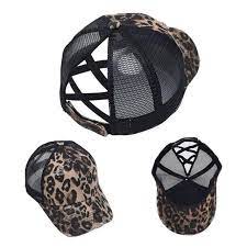 Women S Distressed Washed Trucker Hat With Criss Cross Back Ponytail Messy Bun Cap In 2021 Ponytail Hats Ponytail Baseball Cap Hats