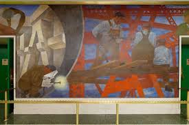 Detail of mural by Ben Shahn located at the Wilbur J. Cohen ...
