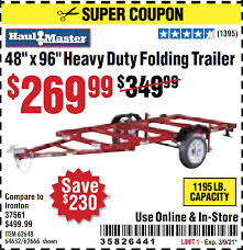 For example, several haul master transfer wagons can now be connected to each other. Harbor Freight Tools Coupon Database Free Coupons 25 Percent Off Coupons Toolbox Coupons Haulmaster 48 X 96 Heavy Duty Folding Trailer