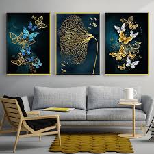 The goal of using modern wall art decor pieces in small spaces is to create the illusion of a larger room. Modern Minimalist Style Wall Decor Paintings Print Blue Butterfly For Living Room Bedroom Decorative Paintings Wish