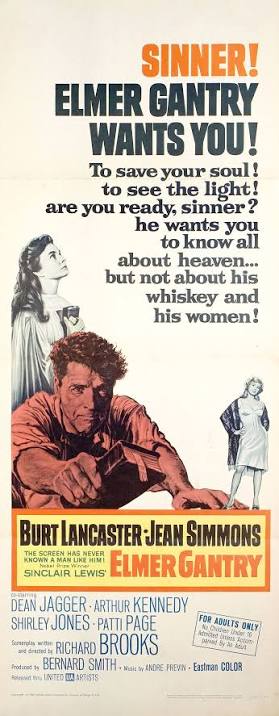 Elmer Gantry Original 1960 U.S. Insert Movie Poster - Posteritati Movie  Poster Gallery