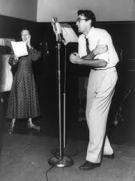 Gregory Peck At Microphone With Kay Brinker In A Radio Play History