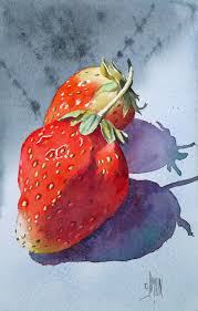 Les Fraises Pas A Pas A L Aquarelle Fruits Aquarelle Fraise Dessin Idees D Aquarelle