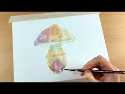 Let the paint dry and then using a pen, draw the lines for your dandelion, and you are done! Drawing Watercolour Paining A Fairy Toadstool Mushroom House Youtube