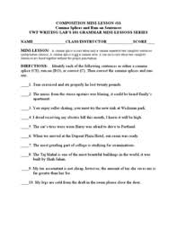 The worksheet is made up of two exercises, which are, in turn, each made up of a series of somewhat silly sentences that need punctuation help. 32 Run On Sentence Practice Worksheet Worksheet Resource Plans
