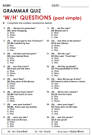Wh questions with do or does grade/level: W H Questions Past Simple All Things Grammar