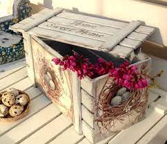 Vintage Decoupage Box Country Home Decor Wooden Storage Box Rustic Wooden Box Kitchen Box Ke Arredamento Casa Country Decorazioni Natalizie Idea Di Decorazione