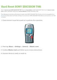 Hard Reset SONY ERICSSON T68i ...