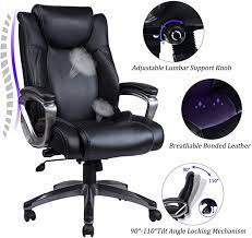 amazon com reficcer bonded leather office chair adjustable built in lumbar support and tilt angle high office chair computer desk chair black office chair