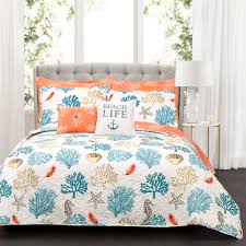 Coral reefs, in particular, foster vibrant ecosystems, enable commerce, and protect coastlines from erosion, storms, and pollution. Lush Decor Coastal Reef Feather Polyester Reversible Quilt Full Queen Blue Coral 7 Pc Set Walmart Com Walmart Com