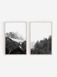 Black And White Framed Wall Art Set Black And White Prints Scandinavian Mountain Print Nordic Prints Dorm Decor Wall Art Forest Print Nature Print Set Of 2 Prints Set Of Prints Nature Prints Forest Wall Art Nordic Print
