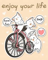 Kawaii Cats With A Vintage Bicycle Bicycle Illustration Kawaii Cat Vintage Bicycles