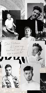 An interesting perk to a black and white logo is that it can take on pretty much any shape and look good doing it. One Direction B W Wallpaper Black And White Posters Black And White Aesthetic Black And White Wallpaper