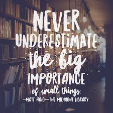 Small ways of making one's own life better: Midnight Library Quote Matt Haig Never Underestimate The Big Importance Of Small Things In 2021 Library Quotes Underestimate Quotes Never Underestimate Quotes