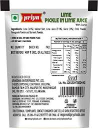 Priya Lime Pickle with Garlic - 35g Sachet | Authentic Telugu Style Nimbu  Achar | Traditional South Indian Taste | Homemade Andhra Pickles| Khatta  Meetha | Easy To Carry | Travel Friendly | (