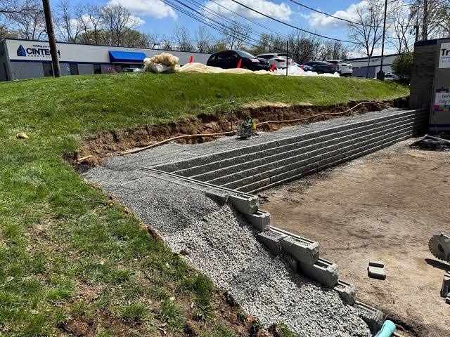 Structural block wall and site wall construction project