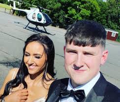Helicopter entrance as Ethan and Shannon touch down in style for school  formal