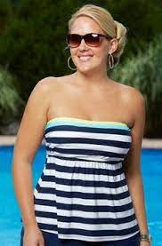 Key West Stripe Bandeau Plus Size Strapless Swim Top Plus Size Swimwear Plus Size Style