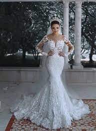 Long Sleeve Mermaid Beach Lace Wedding Dresses 2019 Modest Fashion Country Boh Long Sleeve Mermaid Wedding Dress Scoop Wedding Dress Lace Mermaid Wedding Dress