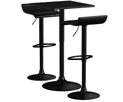 Amazon.com: Roundhill Furniture Belham Black Square Top Adjustable Height  with Black Leg and Base Metal Bar Table and 2 Swivel Black Bonded Leather  Adjustable Bar Stool Bar Sets : Home & Kitchen