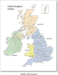Rich in history and natural beauty, wales has a living celtic culture distinct to the rest of the uk. Free Art Print Of England Ireland Scotland And Wales England Ireland Scotland Northern Ireland Wales Adobe Illustrator Eps Map Broken Down By Administrative Districts Color With District Names Capitals And Major Cities