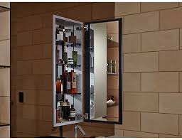 Mirrors on back of door and interior back of cabinet. Medicine Cabinets Surface Mount In Wall Framed More Kohler
