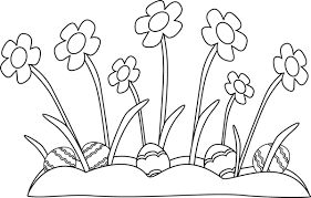 Black And White Easter Eggs Hidden In The Grass Flower Coloring Pages Printable Flower Coloring Pages Spring Coloring Sheets