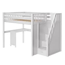 Maxtrix offers desks that slide exactly underneath the low loft so they can be pulled out when it's homework time, and tucked underneath the bed when studying is. Full High Loft Bed With Stairs Corner Desk Maxtrix Kids Rooms