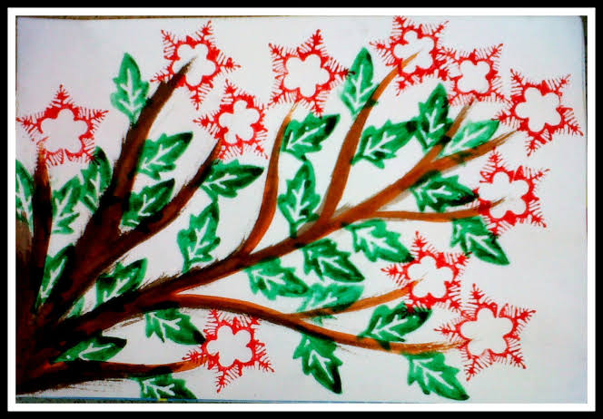 Gambar bunga dari kerajinan cetak saring