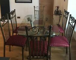 Shop natural dining table and elizabeth & melody chairs at horchow, where you'll find new lower shipping on hundreds of home. Glass Top Wrought Iron Dinning 6 Chairs Seating Imported Fabric Ebay