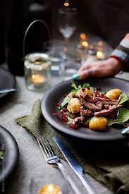 Delicious Rib Eye Steak Salad With Saute Potato And Pomegranate Seeds By Darren Muir For Stocksy Unite Steak Salad Photographing Food Food Photography Dessert