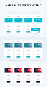Material Design Pricing Table Pricing Table Web Design Pricing Material Design