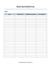 Debt Snowball Form Template Debt Snowball Debt Snowball Spreadsheet Debt Snowball Printable
