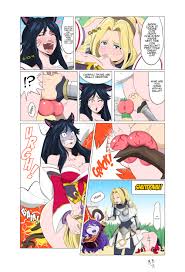 Rule 34 - 1futa 2girls Ahegao Ahri Armor Ballbusting Black Hair Blonde Hair  Blowjob Blue Eyes Comic Cringing English Dialogue English Text Forced Oral  Fox Ears Fox Girl Fox Tail Futanari Futanari