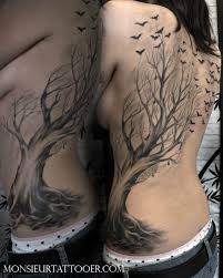 Beautiful Tree And Birds Side And Back Tattoo Monsieur Tattooer Tattoos Tree Tattoo Back Back Tattoo